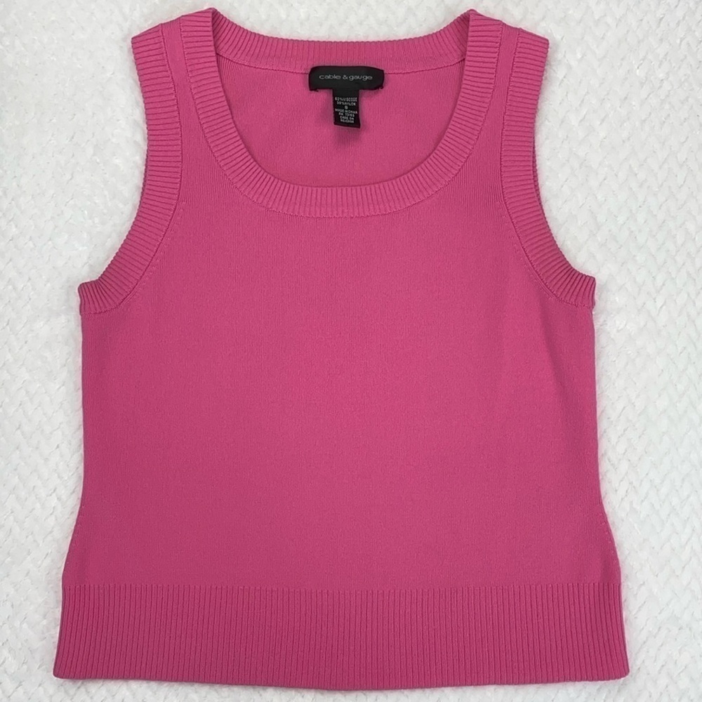 Cable & Gauge Hot Pink Ribbed Knit Sweater Vest Size Small - Picture 8 of 17